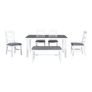 TOPMAX 6-Piece Wood Dining Table Set Kitchen Table Set with Upholstered Bench and 4 Dining Chairs, Farmhouse Style,Gray+White - Supfirm