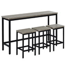 TOPMAX Counter Height Extra Long Dining Table Set with 3 Stools Pub Kitchen Set Side Table with Footrest, Gray - Supfirm