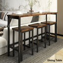 TOPMAX Counter Height Extra Long Dining Table Set with 3 Stools Pub Kitchen Set Side Table with Footrest,Brown - Supfirm