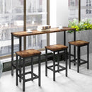 TOPMAX Counter Height Extra Long Dining Table Set with 3 Stools Pub Kitchen Set Side Table with Footrest,Brown - Supfirm
