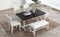 TOPMAX Farmhouse 6-Piece Trestle Dining Table Set with Upholstered Dining Chairs and Bench, 59inch, White - Supfirm