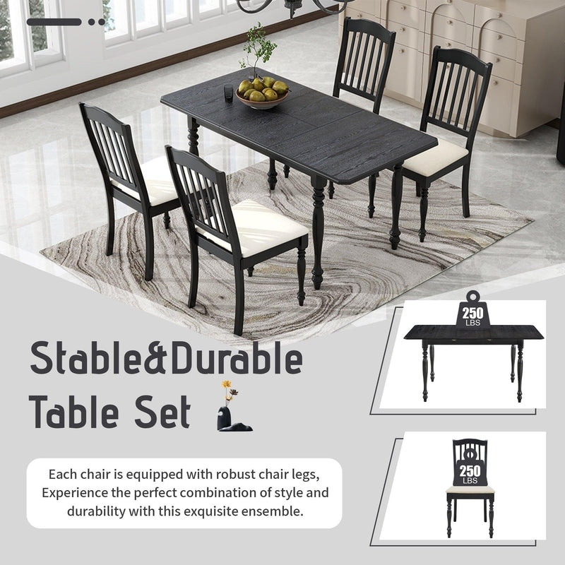 TOPMAX Mid-Century 5-Piece Extendable Dining Table Set Kitchen Table Set with 15inch Butterfly Leaf for 4, Espresso - Supfirm