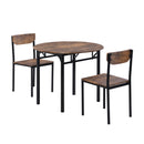 TOPMAX Modern 3-Piece Round Dining Table Set with Drop Leaf and 2 Chairs for Small Places,Black Frame+Rustic Brown Finish - Supfirm