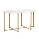 TOPMAX Modern 7-Piece Dining Table Set with Faux Marble Compact 55Inch Kitchen Table Set for 6, Golden+White - Supfirm