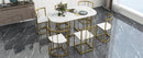 TOPMAX Modern 7-Piece Dining Table Set with Faux Marble Compact 55Inch Kitchen Table Set for 6, Golden+White - Supfirm
