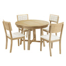 TOPMAX Rustic 42inch Round Dining Table Set with Cross Legs and Upholstered Dining Chairs for Small Places, Natural - Supfirm