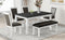 TOPMAX Rustic Solid Wood 6-piece Dining Table Set, PU Leather Upholstered Chairs and Bench, White - Supfirm