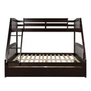 TOPMAX Solid Wood Twin Over Full Bunk Bed with Two Storage Drawers, Espresso - Supfirm