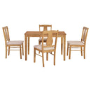 TREXM 5-Piece Kitchen Dining Table Set, Wooden Rectangular Dining Table and 4 Upholstered Chairs for Kitchen and Dining Room (Drift Wood) - Supfirm