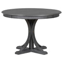 TREXM 5-Piece Retro Round Dining Table Set with Curved Trestle Style Table Legs and 4 Upholstered Chairs for Dining Room (Dark Gray) - Supfirm