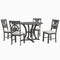 TREXM 5-Piece Round Dining Table and Chair Set with Special-shaped Legs and an Exquisitely Designed Hollow Chair Back for Dining Room (Gray) - Supfirm