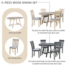 TREXM 5-Piece Wood Dining Table Set Round Extendable Dining Table with 4 Dining Chairs, Dining Room Table Set for 4 person for Dining Room (Natural Wood Wash) - Supfirm