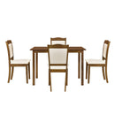 TREXM 5-Piece Wood Dining Table Set Simple Style Kitchen Dining Set Rectangular Table with Upholstered Chairs for Limited Space (Walnut) - Supfirm