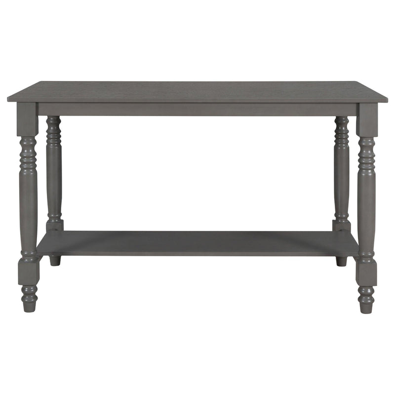 TREXM 6-Piece Counter Height Dining Table Set Table with Shelf 4 Chairs and Bench for Dining Room (Gray) - Supfirm