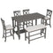 TREXM 6-Piece Counter Height Dining Table Set Table with Shelf 4 Chairs and Bench for Dining Room (Gray) - Supfirm