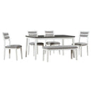 TREXM Classic and Traditional Style 6 - Piece Dining Set, Includes Dining Table, 4 Upholstered Chairs & Bench (White+Gray) - Supfirm