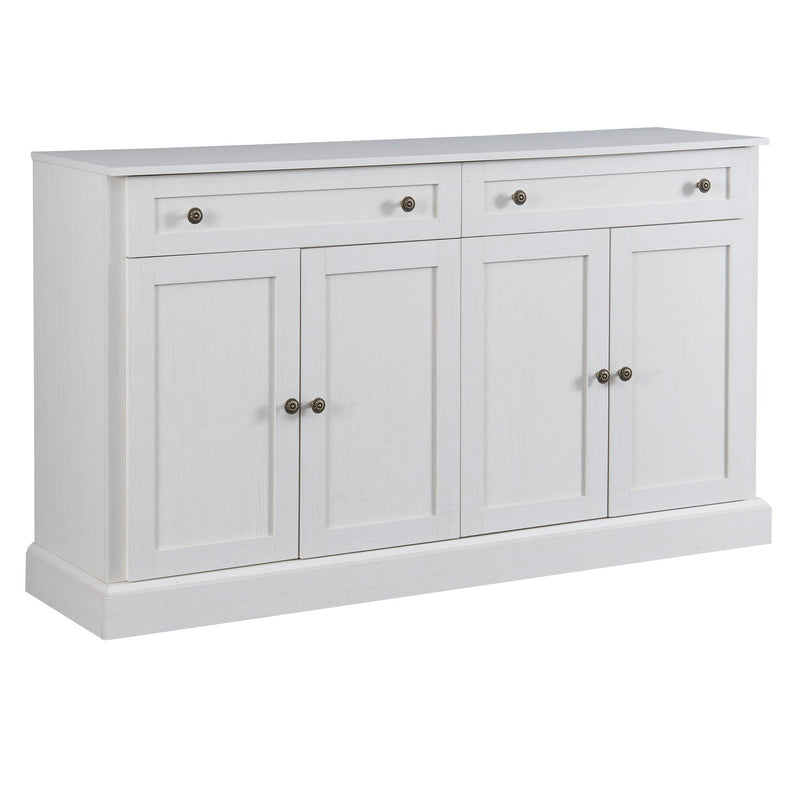 TREXM Kitchen Sideboard Storage Buffet Cabinet with 2 Drawers & 4 Doors Adjustable Shelves for Dining Room, Living Room (Antique White) - Supfirm