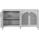 TREXM Large Storage Space Sideboard with Artificial Rattan Door and Metal Handles for Living Room and Entryway (Gray) - Supfirm