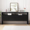 TREXM Modern Adequate Storage Space Sideboard MDF Storage Cabinet with Double-Storey Tabletop and Ample Storage Space for Dining Room, Kitchen, Living Room (Black) - Supfirm