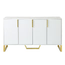 TREXM Modern sideboard with Four Doors, Metal handles & Legs and Adjustable Shelves Kitchen Cabinet (White) - Supfirm