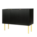 TREXM Modern Simple & Luxury Style Sideboard Particle Board & MDF Board Cabinet with Gold Metal Legs & Handles, Adjustable Shelves for Living Room, Dining Room (Black) - Supfirm