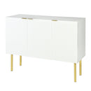 TREXM Modern Simple & Luxury Style Sideboard Particle Board & MDF Board Cabinet with Gold Metal Legs & Handles, Adjustable Shelves for Living Room, Dining Room (White) - Supfirm