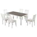 TREXM Retro Style 7-Piece Dining Table Set with Extendable Table and 6 Upholstered Chairs (Brown+White) - Supfirm