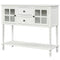 TREXM Sideboard Console Table with Bottom Shelf, Farmhouse Wood/Glass Buffet Storage Cabinet Living Room (White) - Supfirm