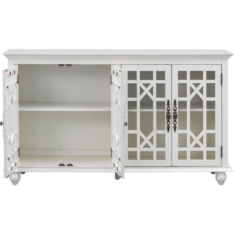 TREXM Sideboard with Adjustable Height Shelves, Metal Handles, and 4 Doors for Living Room, Bedroom, and Hallway (Antique White) - Supfirm