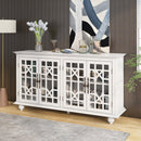 TREXM Sideboard with Adjustable Height Shelves, Metal Handles, and 4 Doors for Living Room, Bedroom, and Hallway (Antique White) - Supfirm