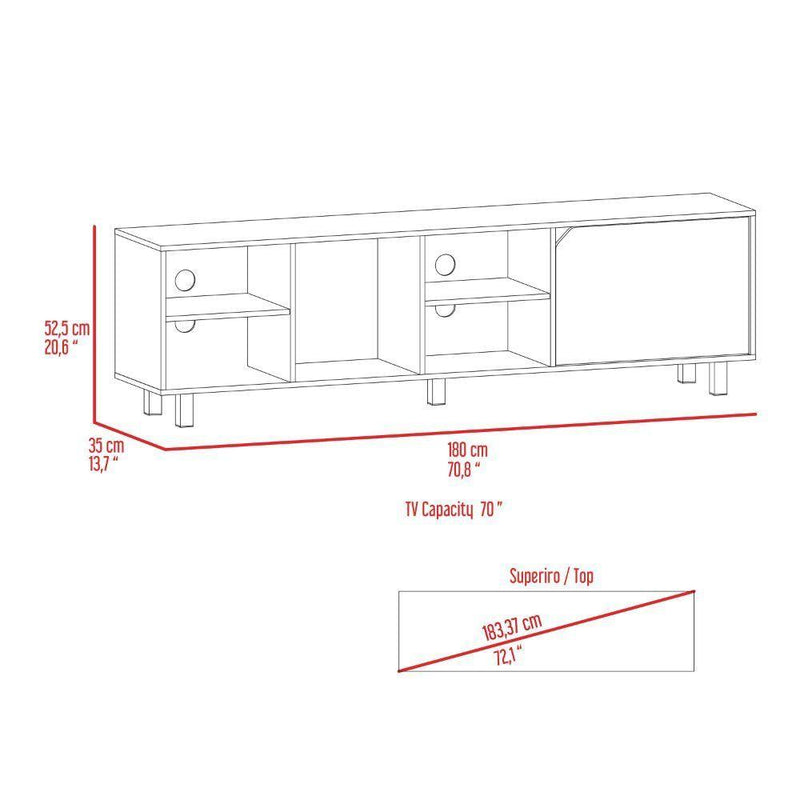 TV Stand for TV´s up 70" Estocolmo, Four Open Shelves, White Finish - Supfirm