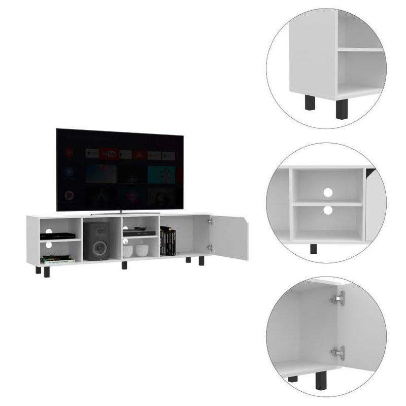 TV Stand for TV´s up 70" Estocolmo, Four Open Shelves, White Finish - Supfirm
