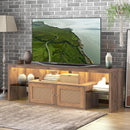 TV Stand,Two doors of TV cabinet,Adjustable 2 clear wave laminates,LED light with adjustable color,For TV cabinet size up to 60 inches,yellow - Supfirm