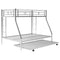 Twin over Full Bed with Sturdy Steel Frame, Bunk Bed with Twin Size Trundle, Two-Side Ladders, Silver(OLD SKU:MF194424AAN) - Supfirm