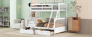 Twin-Over-Full Bunk Bed with Ladders and Two Storage Drawers (White){old sku:LT000165AAK} - Supfirm