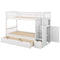 Twin over Full/Twin Bunk Bed, Convertible Bottom Bed, Storage Shelves and Drawers, White - Supfirm