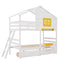 Twin over Twin Bunk Bed with 2 Drawers, 1 Storage Box, 1 Shelf, Window and Roof-White(OLD SKU:LT000608AAK) - Supfirm