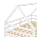 Twin over Twin Low Bunk Bed, House Bed with Ladder , White(OLD SKU:WF197808AAK) - Supfirm