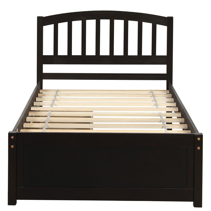 Twin Platform Storage Bed Wood Bed Frame with Two Drawers and Headboard, Espresso(Previous SKU: SF000062PAA) - Supfirm