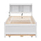 Twin Size Bed with built-in USB ,Type-C Ports, LED light, Bookcase Headboard, Trundle and 3 Storage Drawers, Twin Size Bed with Bookcase Headboard, Trundle and Storage drawers ,White - Supfirm