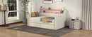 Twin Size Daybed with Storage Drawers, Upholstered Daybed with Charging Station and LED Lights, Beige (Expect arrive date: December 30th.) - Supfirm