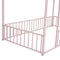 Twin Size Metal Bed House Bed Frame with Fence, for Kids, Teens, Girls, Boys, Pink - Supfirm