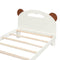 Twin Size Platform Bed with Bear Ears Shaped Headboard and LED, Cream White - Supfirm