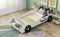Twin Size Race Car-Shaped Platform Bed with Upholstered Backrest and Storage, White(Expected Arrival Time: 1.17) - Supfirm