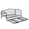 Twin Size Stylish Metal Daybed with Twin Size Adjustable Trundle, Portable Folding Trundle, Black - Supfirm