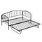 Twin Size Stylish Metal Daybed with Twin Size Adjustable Trundle, Portable Folding Trundle, Black - Supfirm