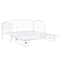 Twin Size Stylish Metal Daybed with Twin Size Adjustable Trundle, Portable Folding Trundle, White - Supfirm