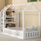 Twin Size Wood House Bed with Fence and Detachable Storage Shelves, White(Expected Arrival Time: 1.7) - Supfirm