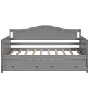 Twin Wooden Daybed with Trundle Bed, Sofa Bed for Bedroom Living Room, Gray - Supfirm
