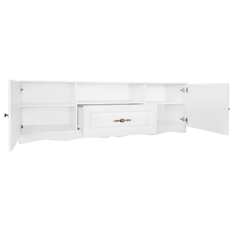 U-Can Modern TV Stand for 60+ Inch TV, with 1 Shelf, 1 Drawer and 2 Cabinets, TV Console Cabinet Furniture for Living Room - Supfirm